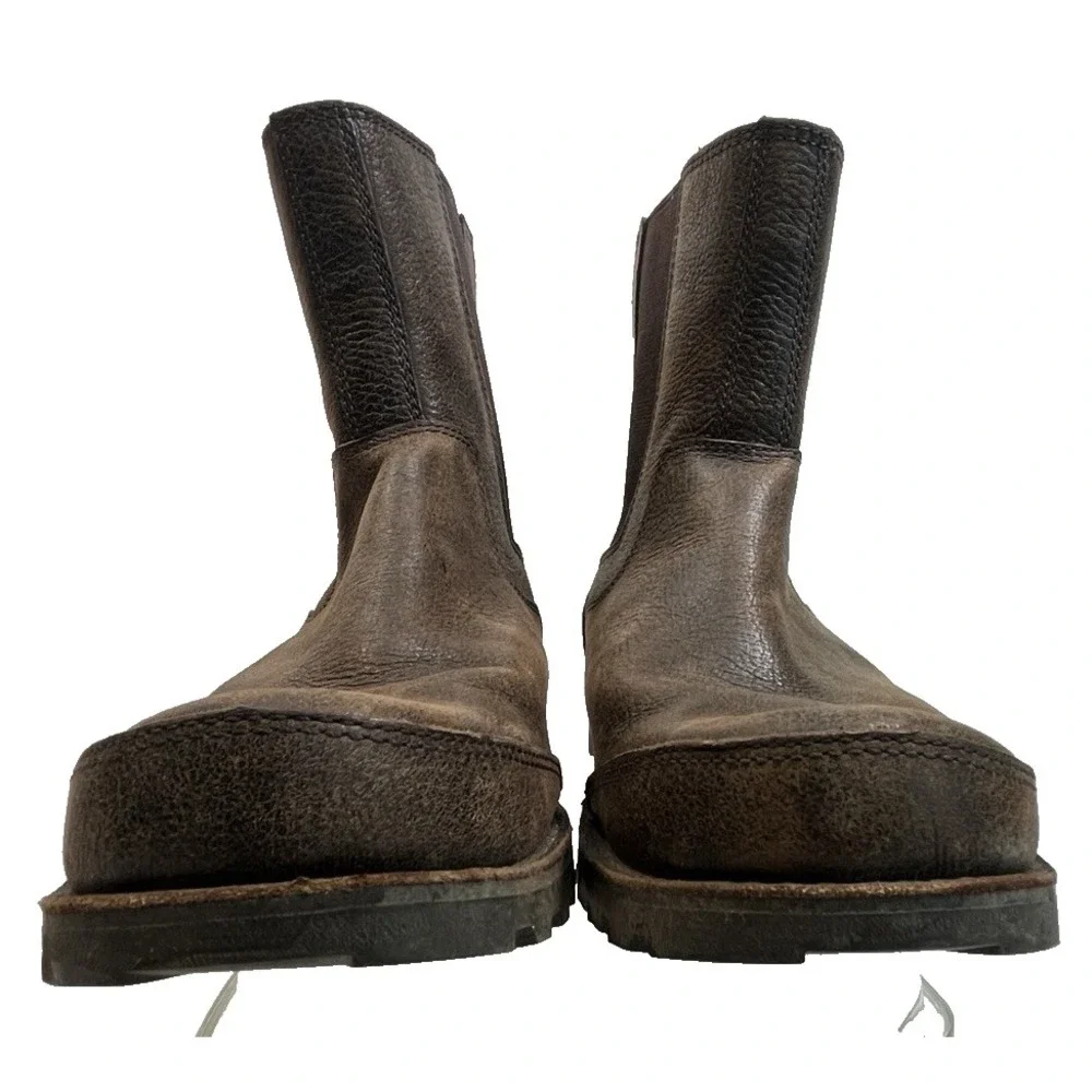 UGG Mens Herrick Chelsea Boots Dark Brown Leather Mens Size 12‎ Pull On Rugged